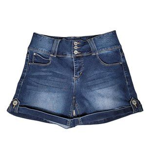 Thorn mid rise rolled shirts 3 butoons size 10 dark wash denim jean short